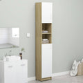 White and Sonoma Oak Bathroom Cabinet Chipboard M70944