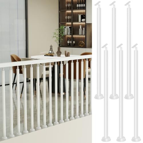 Round Spindles for Staircase, 2 4 6 Pieces Iron Stairs Balusters with Slant 270° Swivel Top Bracket & Screws L110743