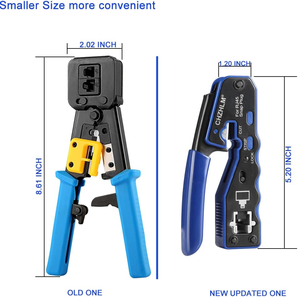 Rj45 Crimp Tool Kit Pass Through Crimping Tool Crimper Cutter for Cat6 Cat5 Cat5e O893039