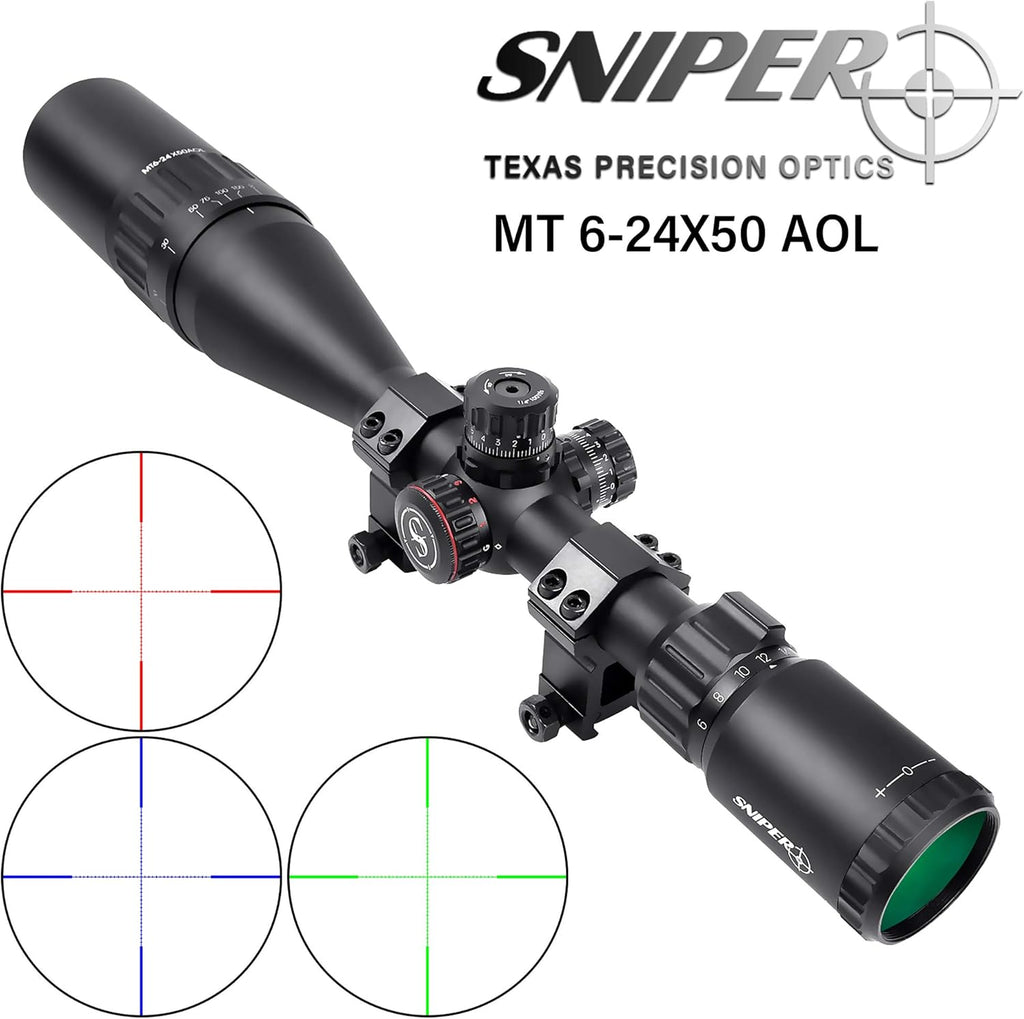 6-24x50 Rifle Scope with Red/Green/Blue Illuminated Reticle V80948