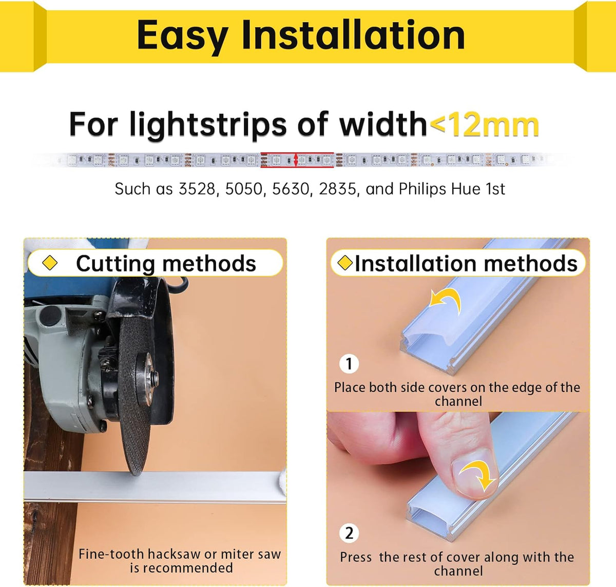 10Pack 3.3FT Black LED Channel System with Clear Cover Lens Aluminum Extrusion Track Housing Profile U Shape S388382