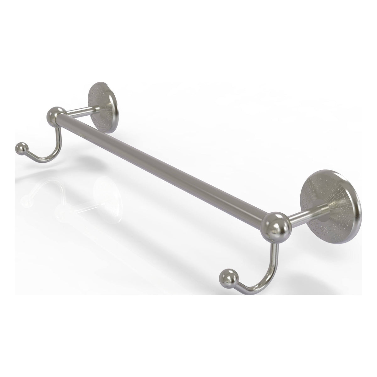 18 inch Satin Nickel Towel Bar with Integrated Hooks O246892