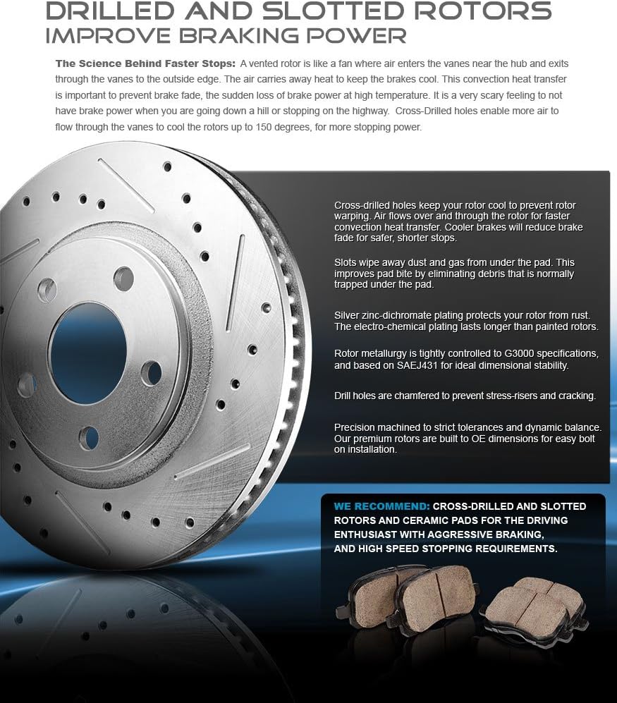 Red Calipers Drilled Slotted Rotors Ceramic Pads Brake Kit D512