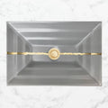 Gray Glass Rectangular Sink with Copper Accent T139