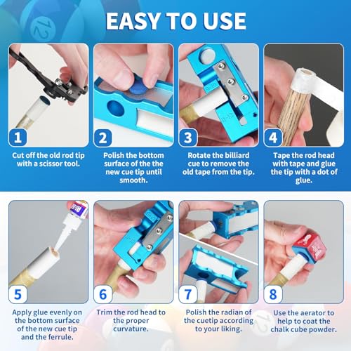 11-in-1 Aluminum Alloy Pool Cue Tip Shaper C7299