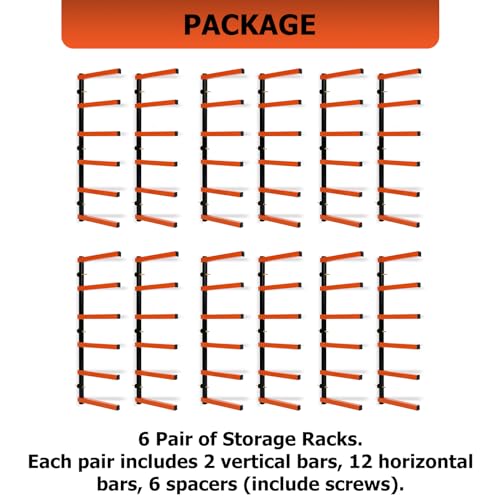 6 Levels Steel Wall Mounted Lumber Storage Rack X26397