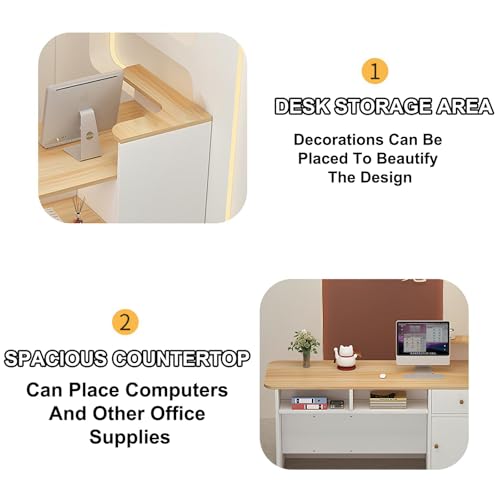White Grey Wooden Cashier Counter with Storage Space K55687