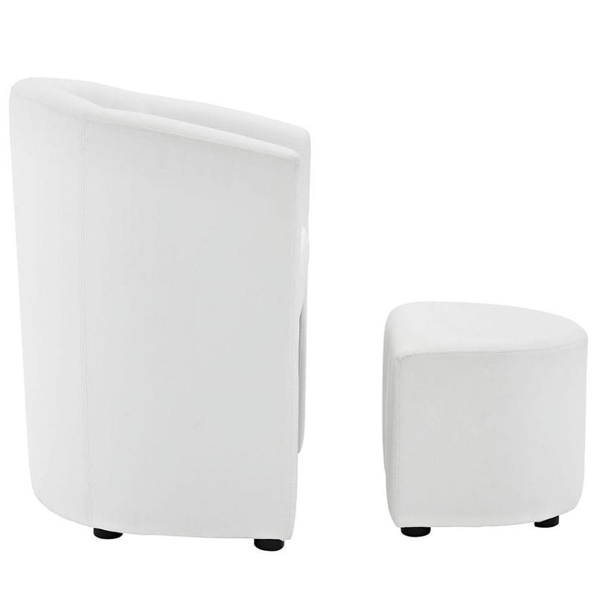 2 Piece Faux Leather Accent Chair Set with Ottoman in White H3200