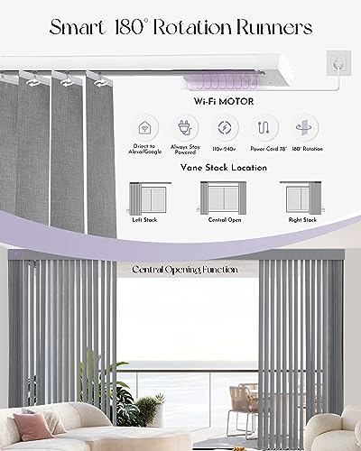 Motorized Vertical Blinds Blackout Smart Vertical Blind Remote Control Track Slats Set J848