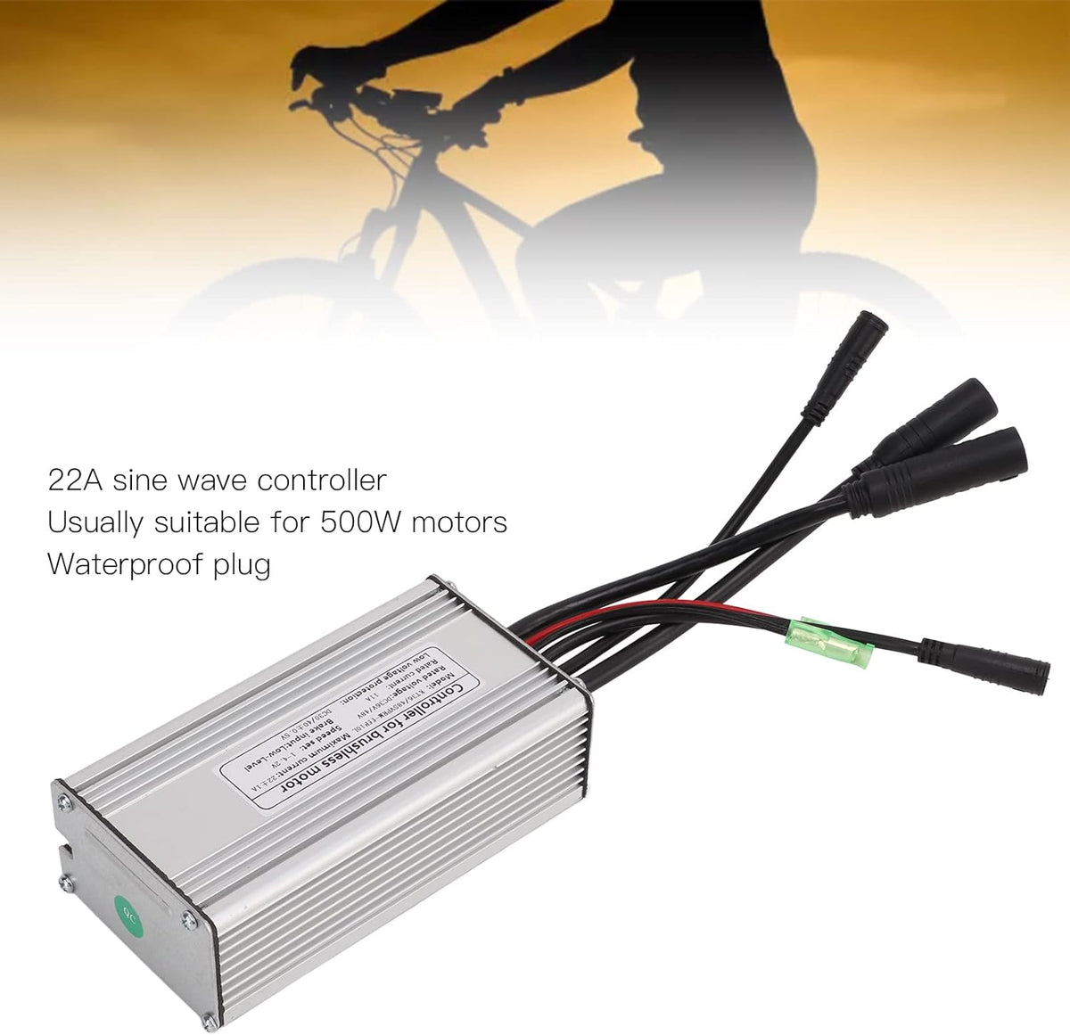 Motor Brushless Controller, 36V/48V 22A Waterproof Sine Wave Motor Controller for 500W Motor E-Bike Y5067