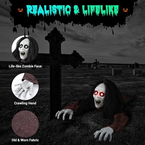 Zombie Groundbreaker with Scary Sound & LED Flashing Eyes Outdoor Decoration K8720