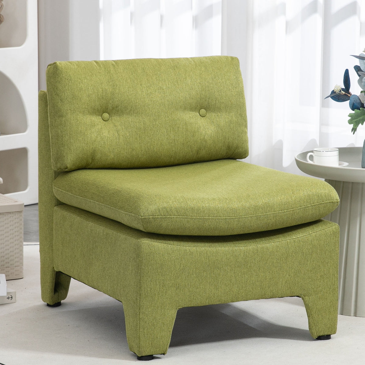 Olive Velvet Oversized Armless Chair R565