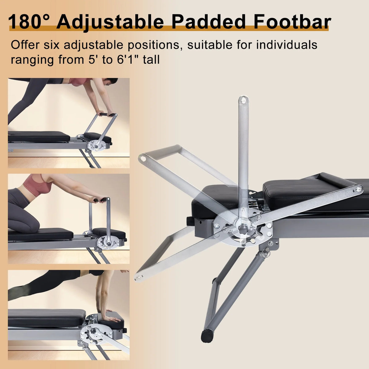 Foldable Pilates Reformer Machine with Spring S492014