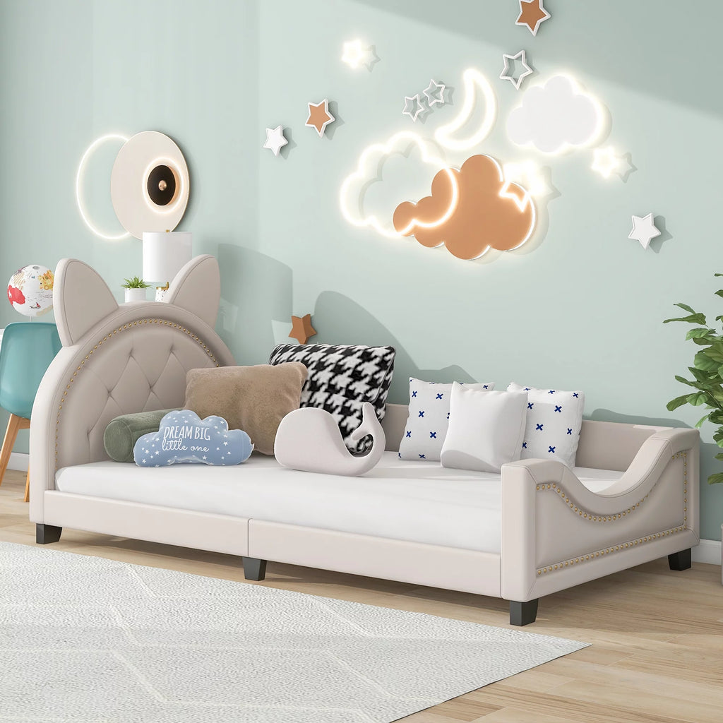 White Twin Size Upholstery Daybed with Headboard V180