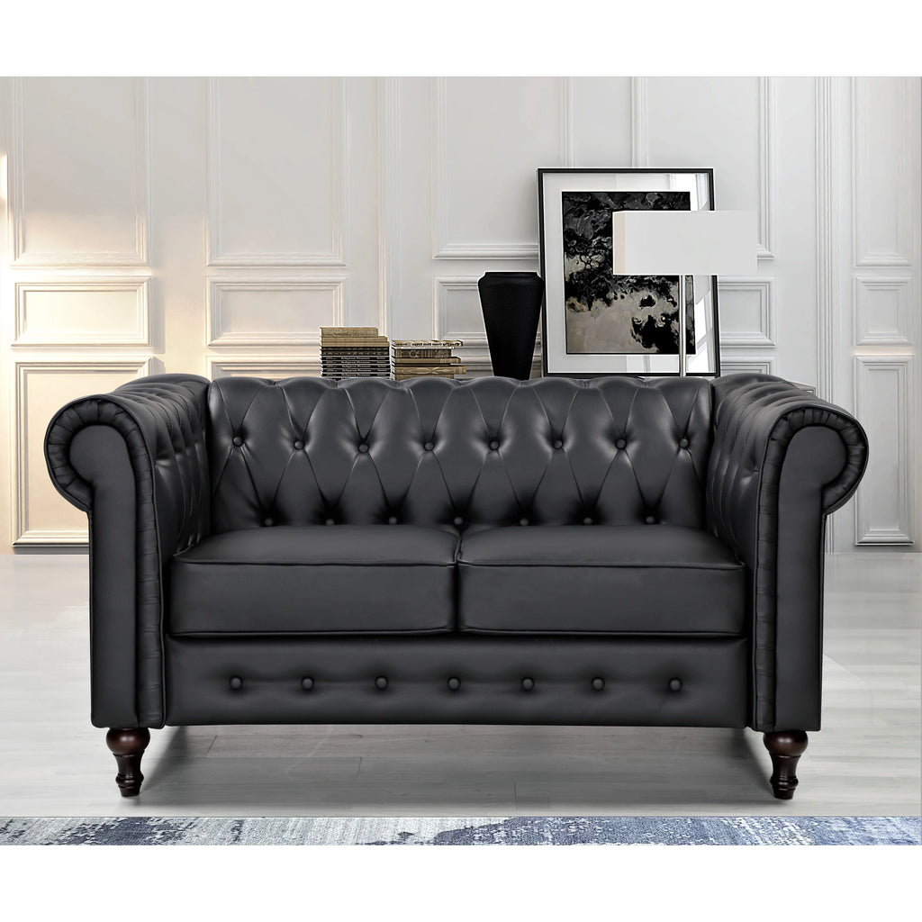 Cream White Velvet Upholstered Loveseat Y214
