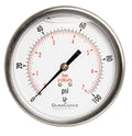 4 Oil Filled Pressure Gauge, Stainless Steel Case, Brass, 0-100PSI, Pack of 2 R510836