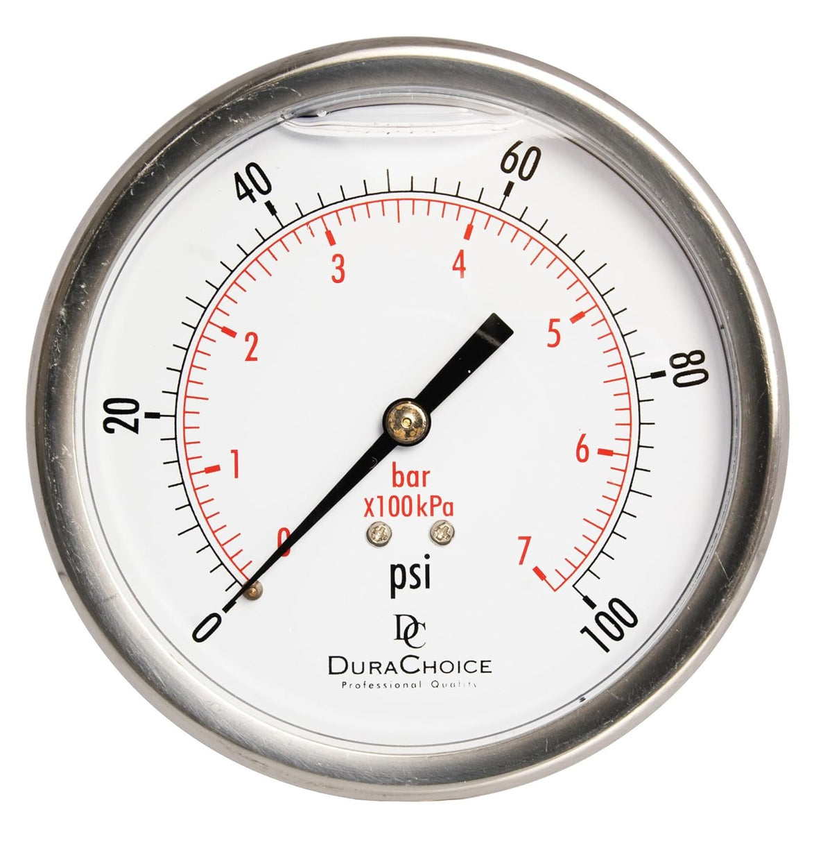 4 Oil Filled Pressure Gauge, Stainless Steel Case, Brass, 0-100PSI, Pack of 2 R510836