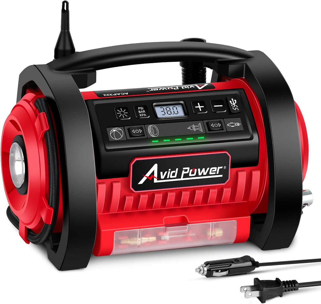 Tire Inflator Air Compressor, 12V DC / 110V AC Dual Power, Digital Pressure Gauge, Pack of 2 X191520