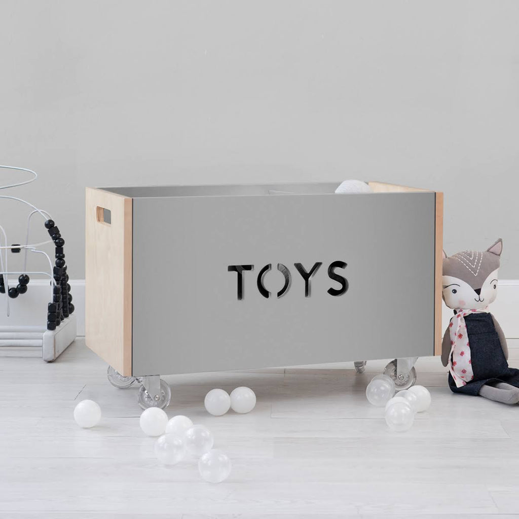 Toy Box Chest on Casters, Birch / White S465