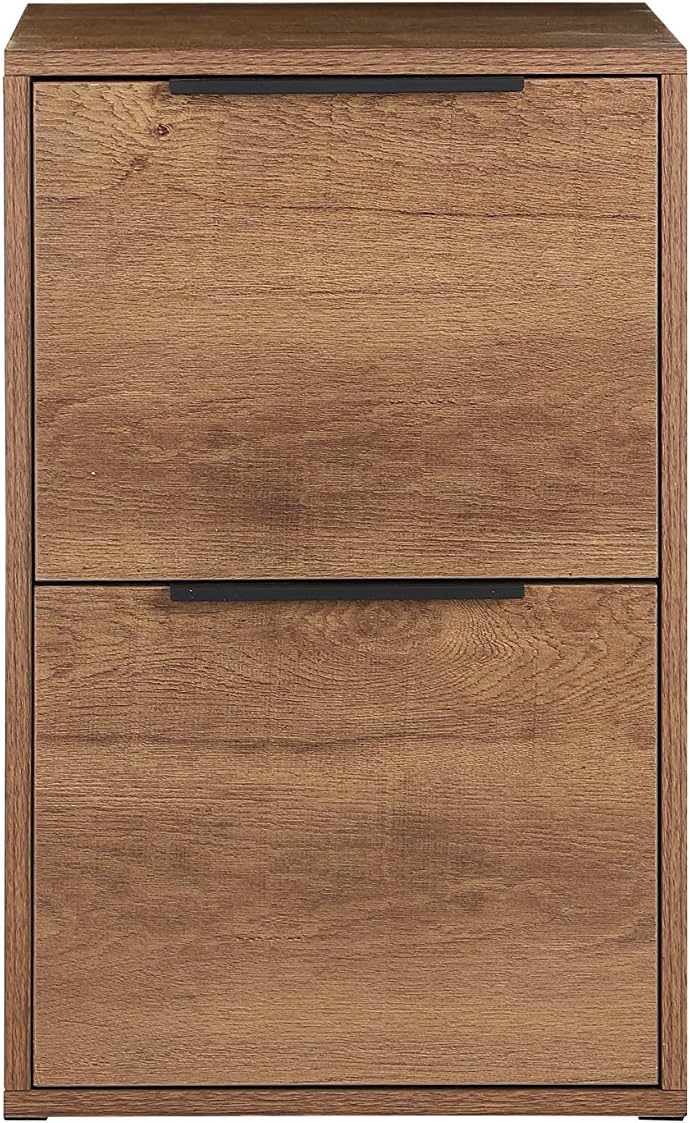 2 Drawers Wooden File Cabinet with Metal Frame D857107