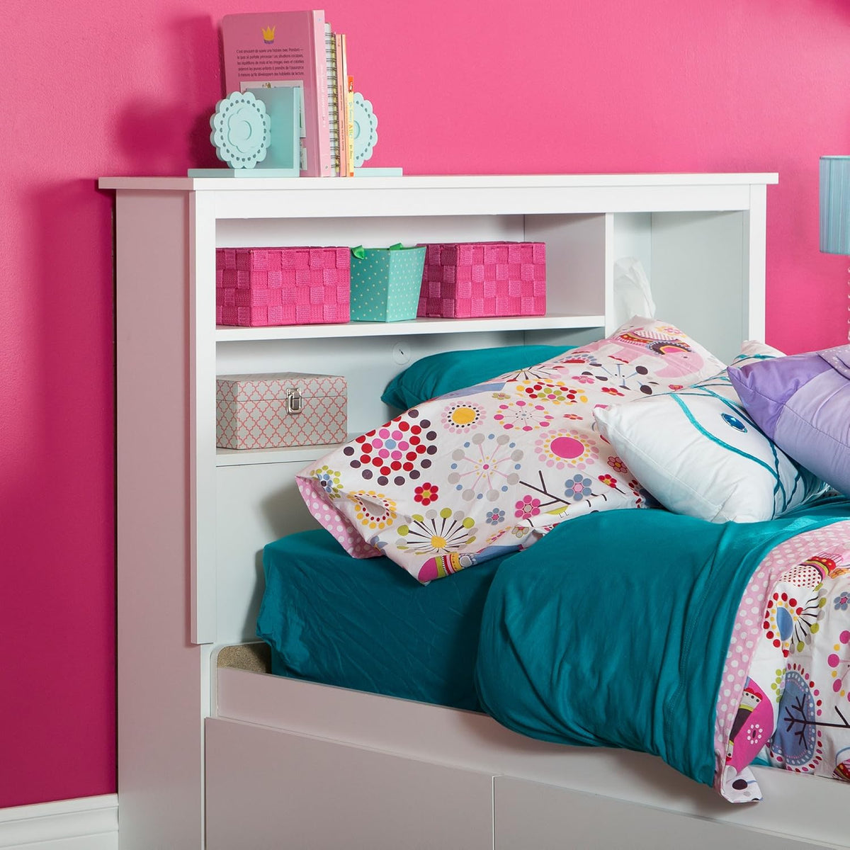Pure Black Twin Bookcase Headboard Q48453