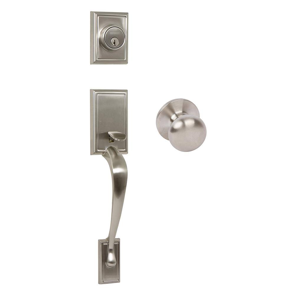 Double Cylinder Door Handle Set Satin Nickel Y99911