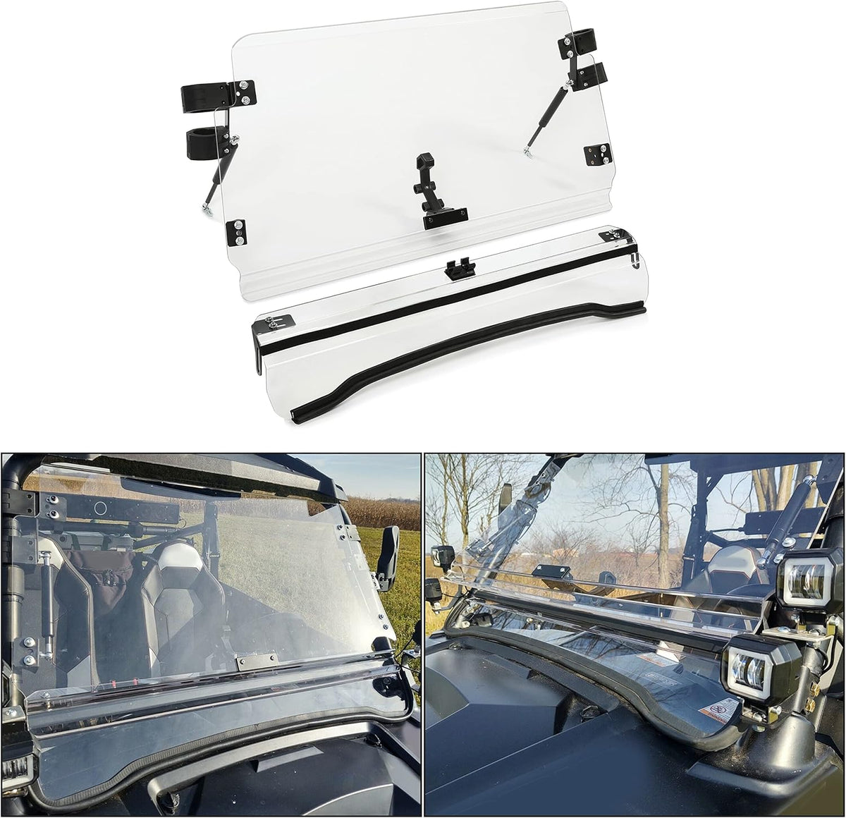 3-IN-1 Scratch Resistant Full Clear Flip Down Windshield H8716