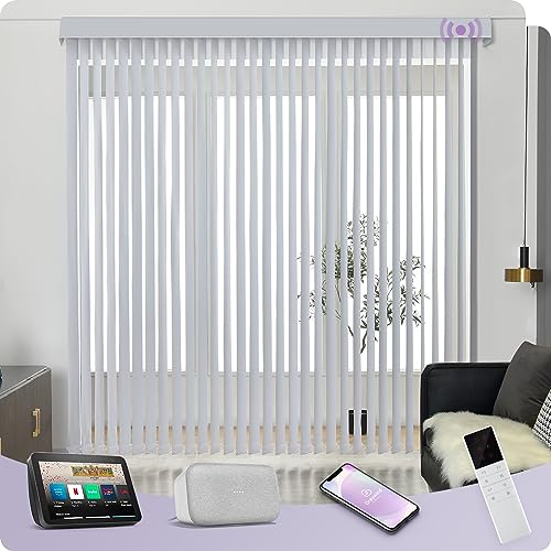 Motorized Vertical Blinds Blackout Smart Vertical Blind Remote Control Track Slats Set J848