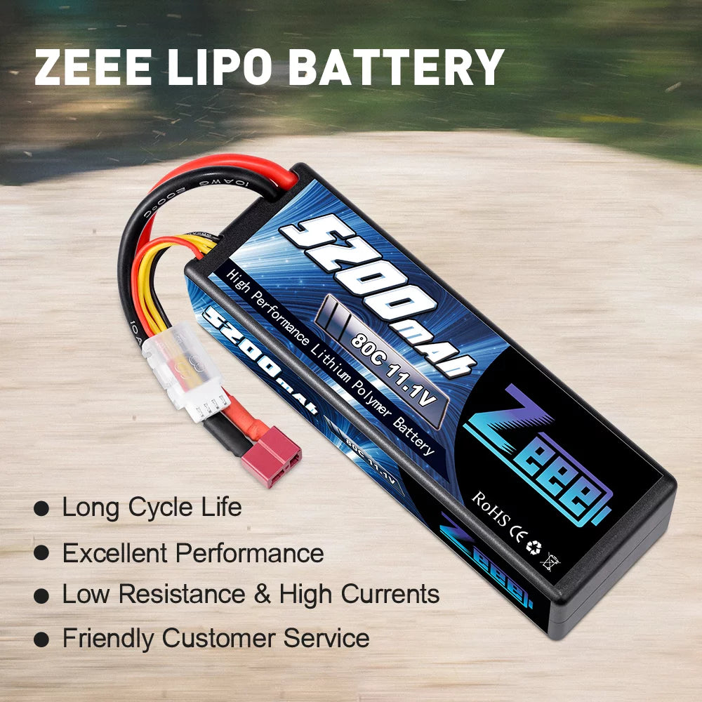 11.1V 80C 5200mAh 3S Lipo Battery with Deans Connector Hardcase (2 Packs) T9428