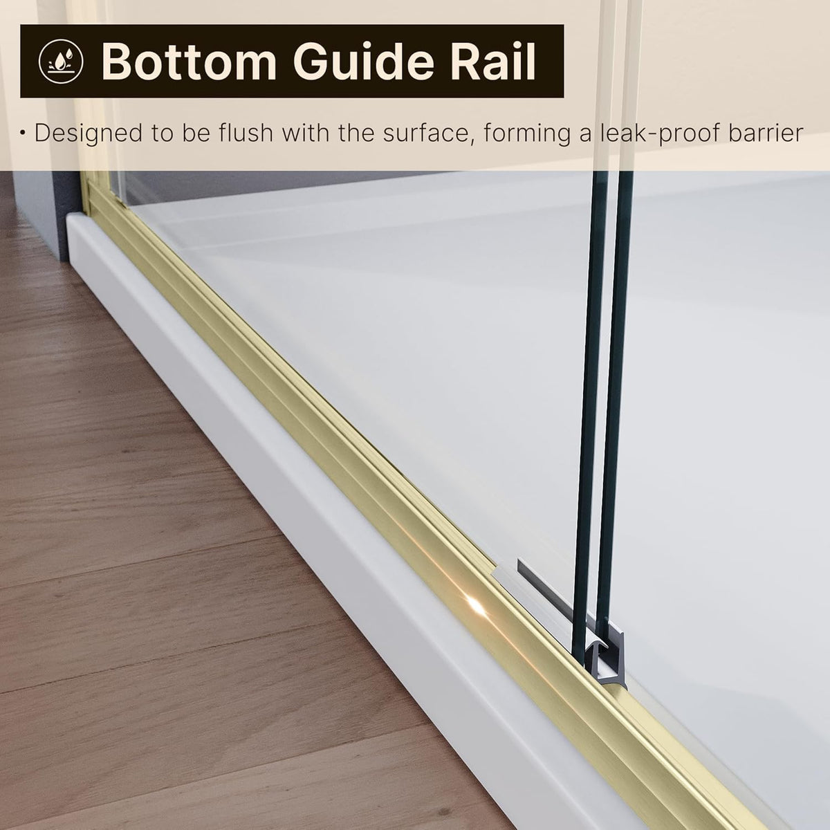 60 in. W x 72 in. H Double Sliding Semi-Frameless Shower Door, 1/4" Clear Tempered Glass, Brushed Gold Finish G62063