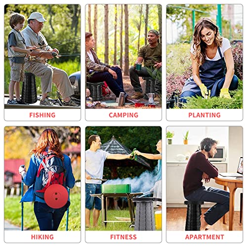 Portable Collapsible Telescoping Stool Lightweight Max Load 400lbs Retractable Folding Stool Black F250565