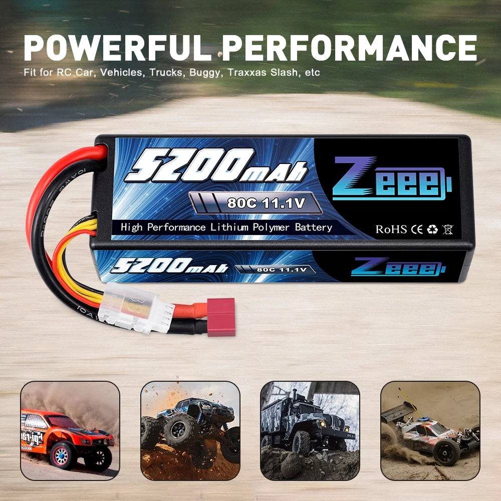 11.1V 80C 5200mAh 3S Lipo Battery with Deans Connector Hardcase (2 Packs) T9428