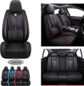 Car Seat Covers Full Set Waterproof Faux Leather Black Red L888516