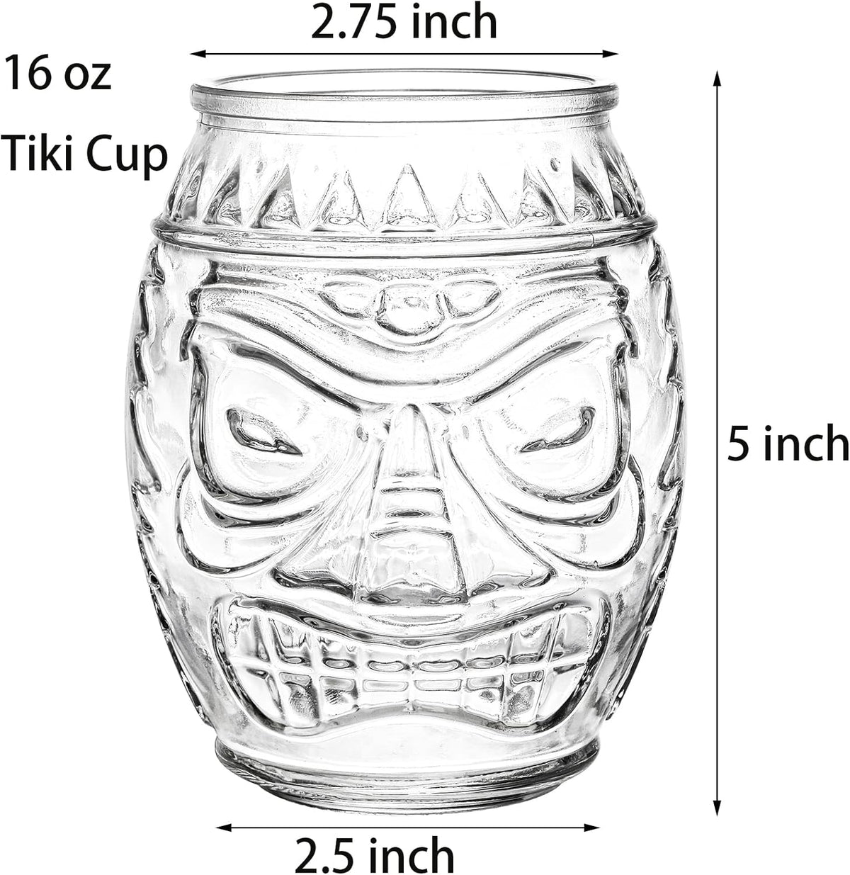 16 Oz Clear Tiki Glasses Cups Z34630