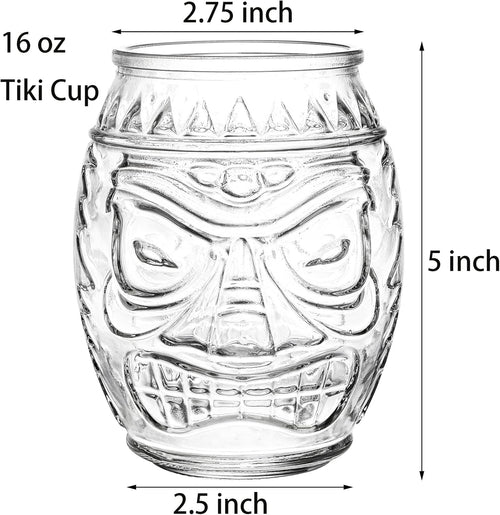 16 Oz Clear Tiki Glasses Cups Z34630