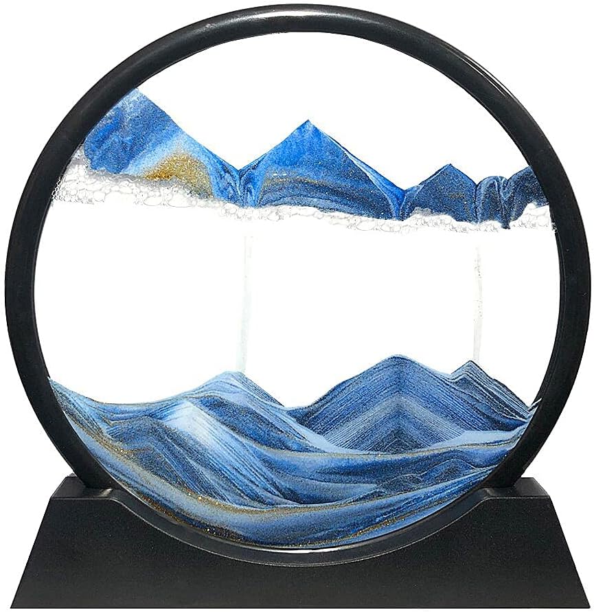 Moving Sand Art Picture Round Glass 3D Deep Sea (Green, 7 Inch) H80491