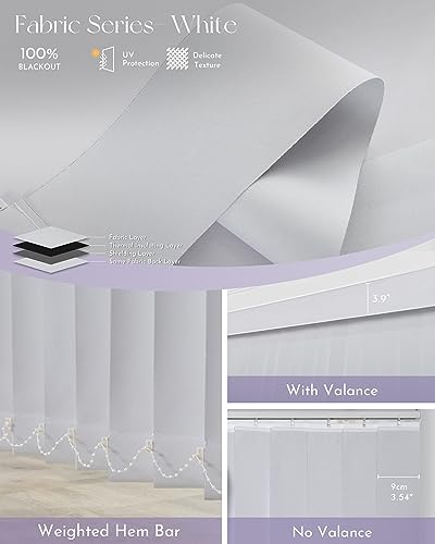 Motorized Vertical Blinds Blackout Smart Vertical Blind Remote Control Track Slats Set J848