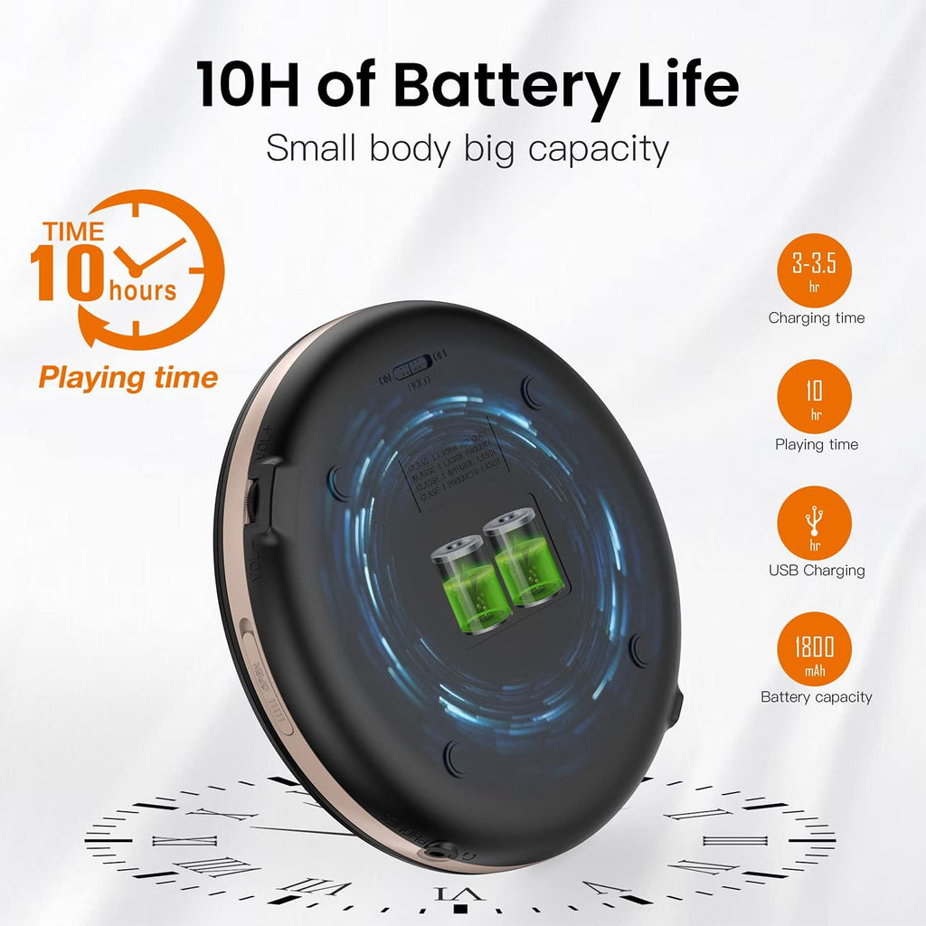 Portable CD Player with Bluetooth FM Transmitter Black L4052