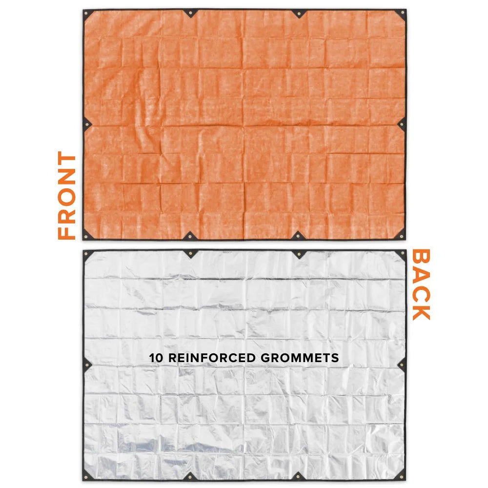 XL Insulated Reflective Thermal Camping Tarp 8.5 ft x 12 ft Orange T47328