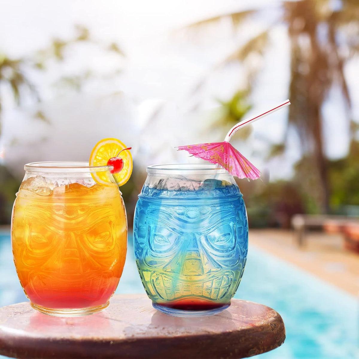 16 Oz Clear Tiki Glasses Cups Z34630