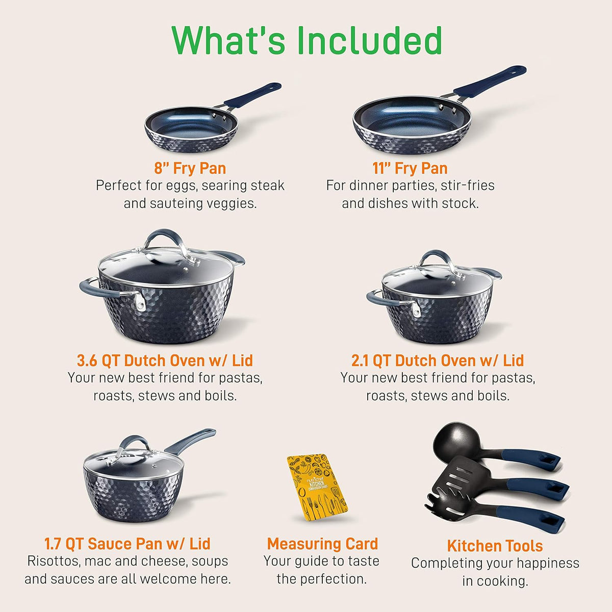 11 Piece Nonstick Ceramic Cookware Set L1579