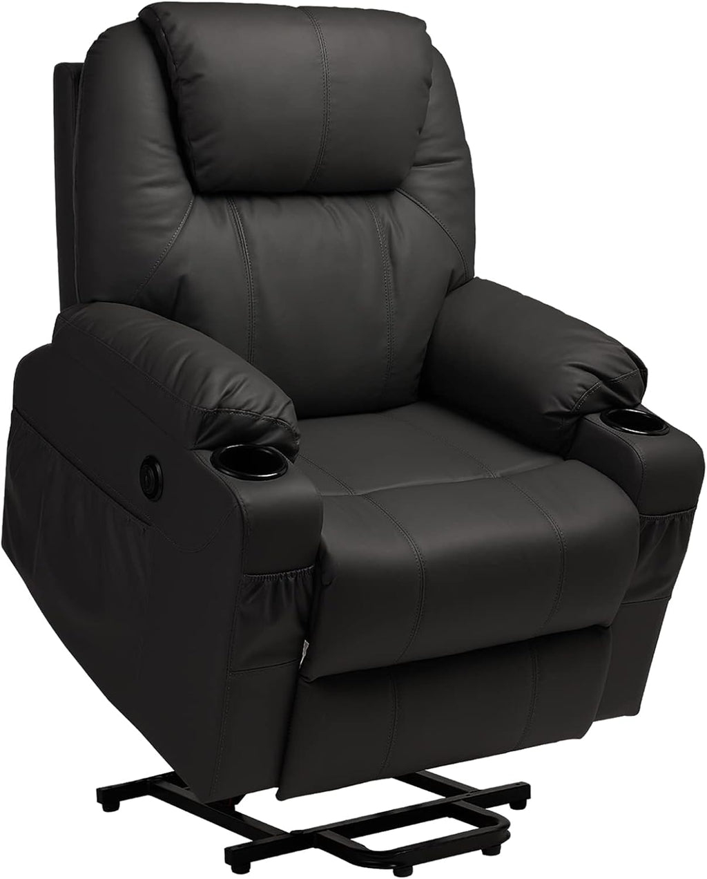 Black Velvet Massage Recliner with Cup Holders P189