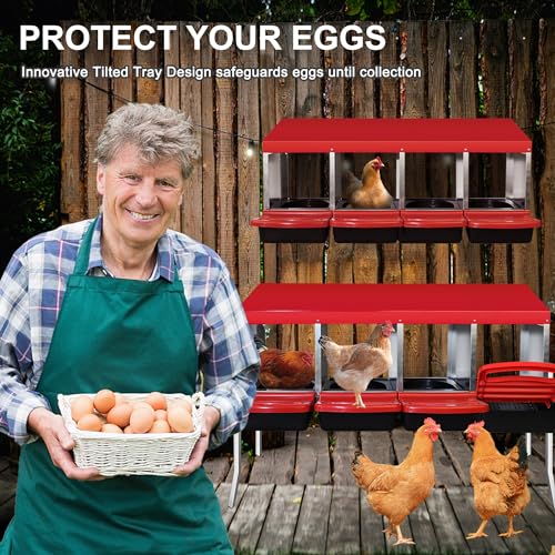 4 Compartment Heavy Duty Chicken Nesting Boxes with Perch Y575337