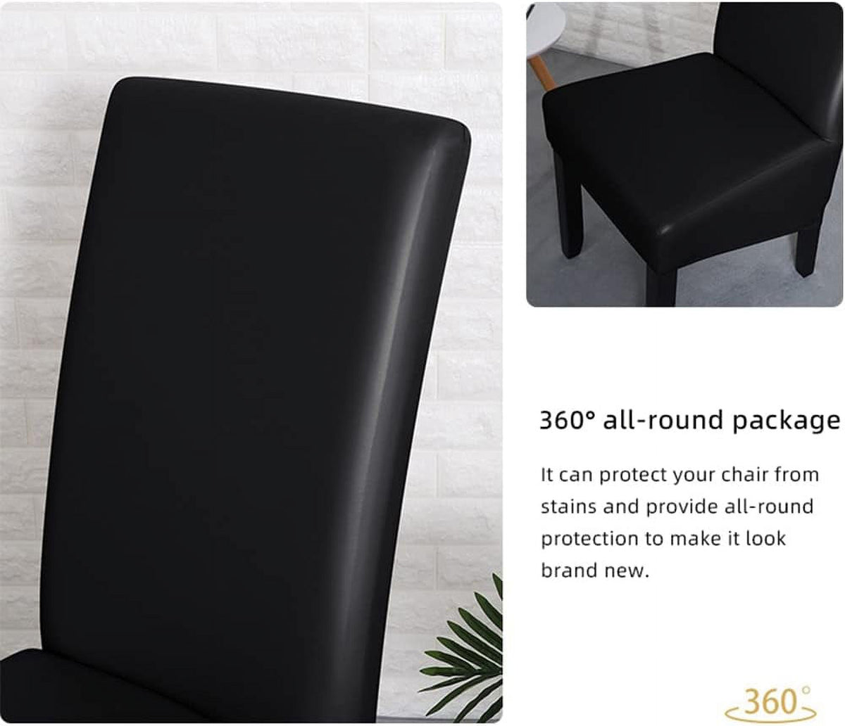 Black PU Leather XL Stretch Dining Chair Covers Set of 2 J363