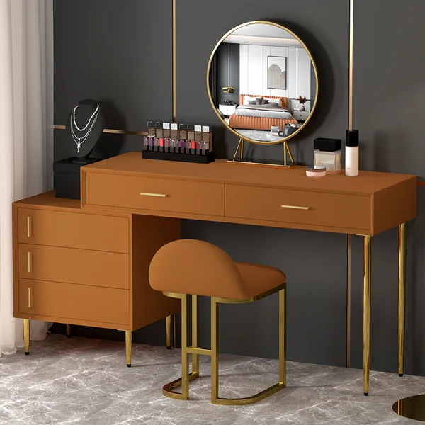 Blue Makeup Vanity Set with Stool and Mirror Y941