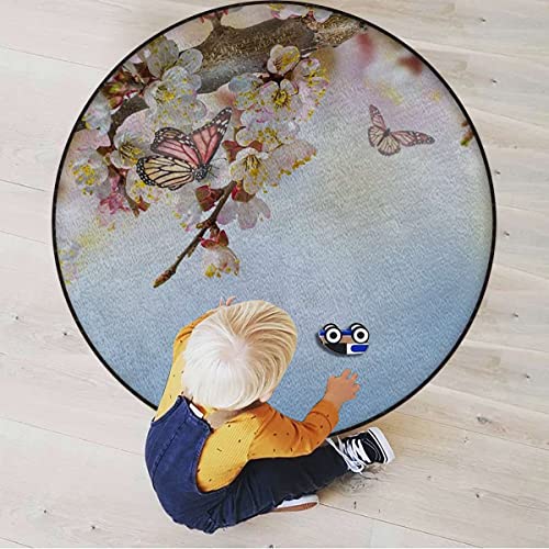 Grey Charcoal Bamboo Chair Mat Diameter 43.3 in R696399