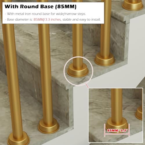 Round Spindles for Staircase, 2 4 6 Pieces Iron Stairs Balusters with Slant 270° Swivel Top Bracket & Screws L110743