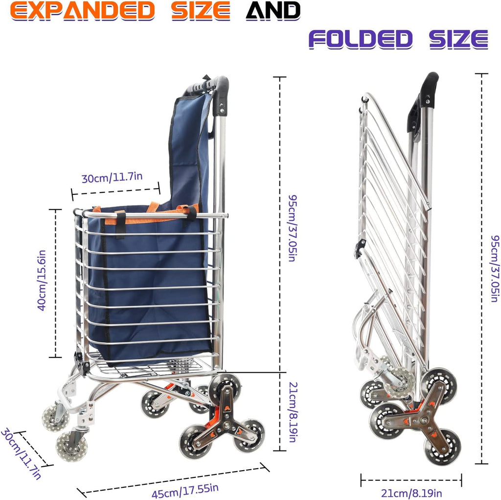 Folding Shopping Cart with Swivel Wheels and Canvas Bag D755262