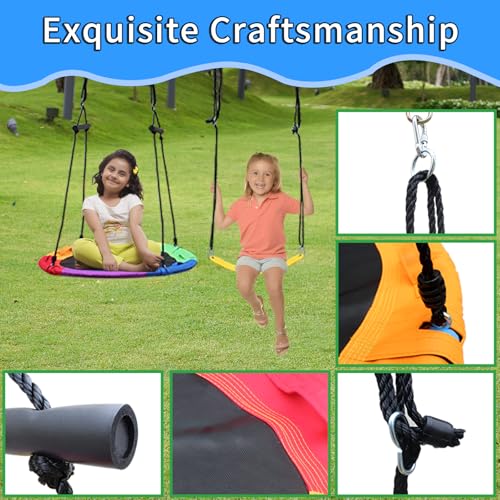 6 in 1 Heavy-Duty Swing Set with 2 Swings, Glider, Climbing Ladder and Rope Y597