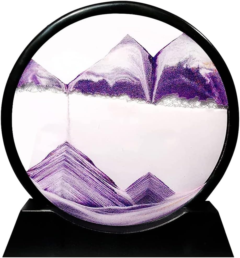 Moving Sand Art Picture Round Glass 3D Deep Sea (Green, 7 Inch) H80491